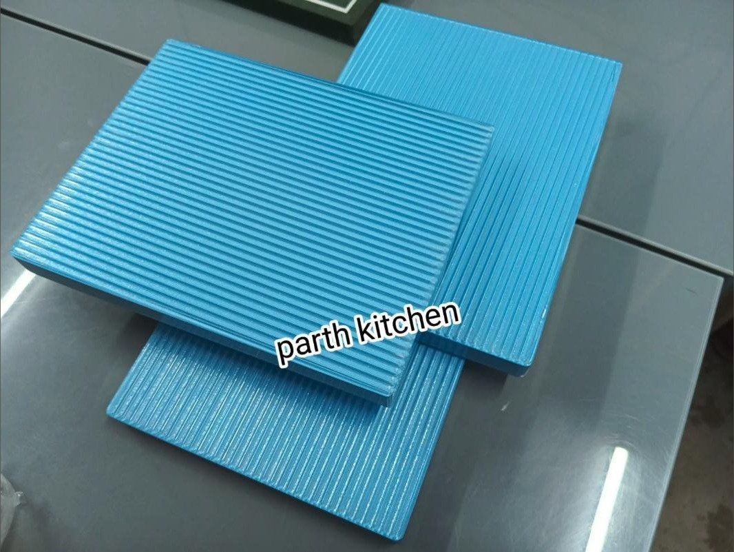 Blue textured kitchen shutter finish sample by Parth Kitchen Industries
