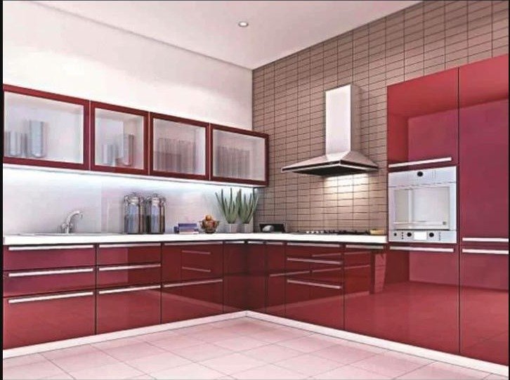 Custom kitchen shutters fitted in a Gujarat home by Parth Kitchen Industries